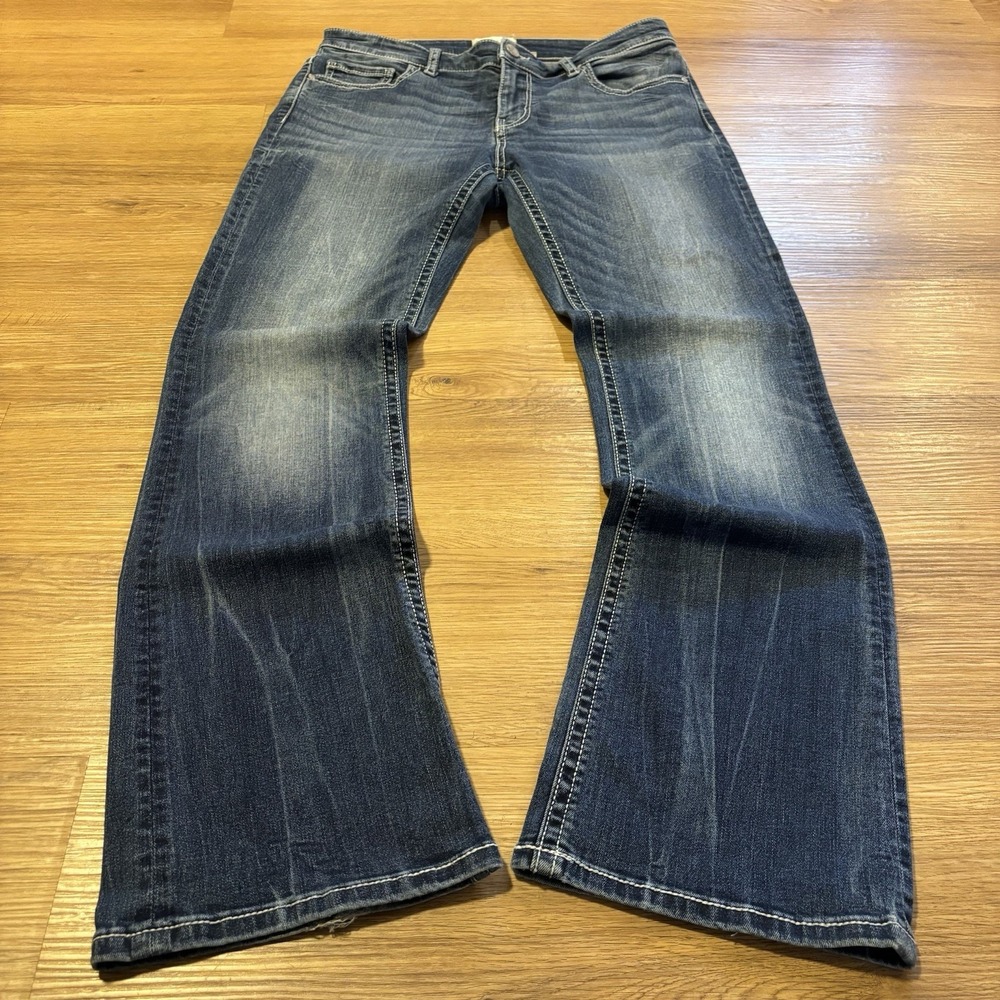 BKE Payton Jeans Womens 32x30 Bootcut Blue Dark Wash Whisker Fade Rodeo Cowgirl